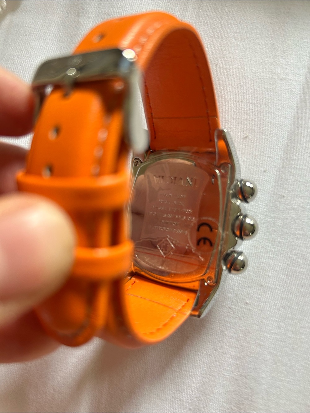 Invicta Orange Leather Strap Chronograph Watch